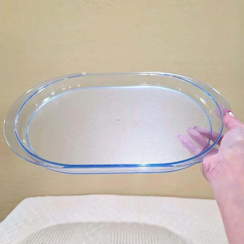 Authentic Tupperware Preludio Transparent Blue Acrylic Oval Serving Vanity Tray